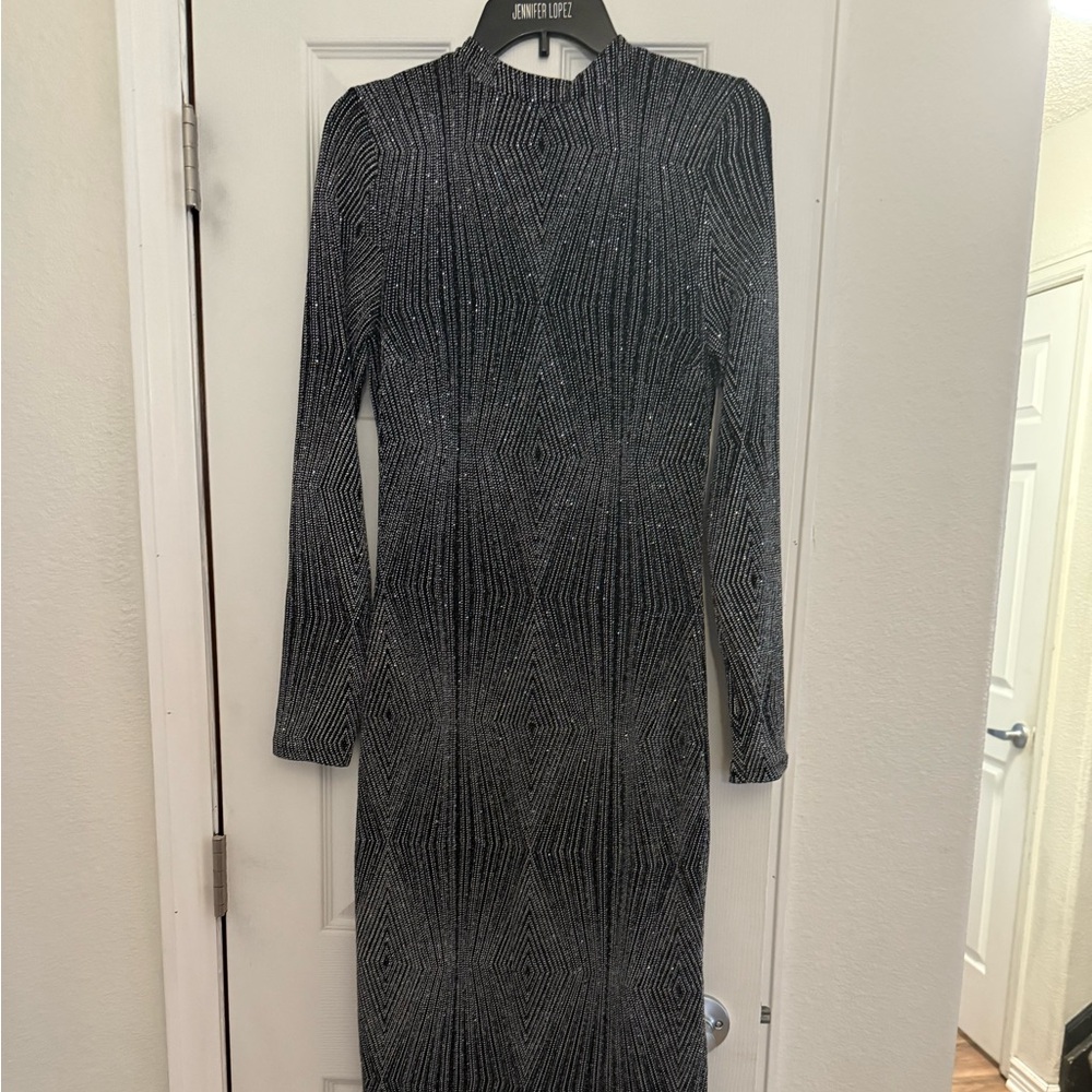 Trixxi Black and Silver Long Sleeve Dress